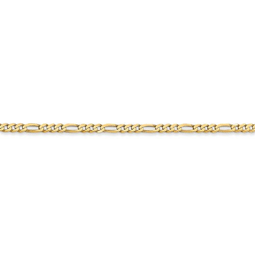 14k Yellow Gold Flat Figaro Chain - 2.25 mm