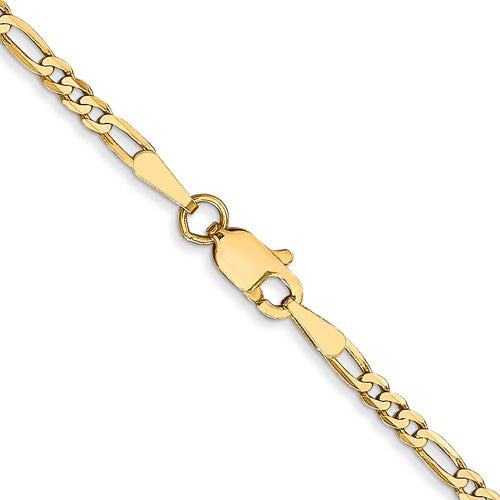 14k Yellow Gold Flat Figaro Chain - 2.25 mm