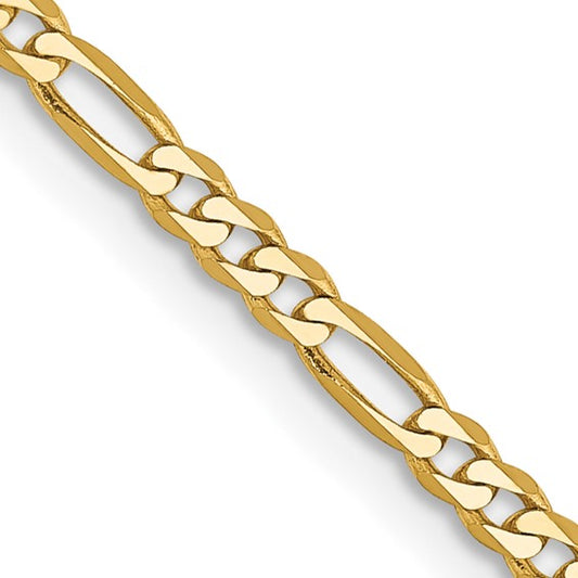 14k Yellow Gold Flat Figaro Chain - 2.25 mm