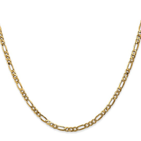 14k Yellow Gold Flat Figaro Chain - 3.00 mm