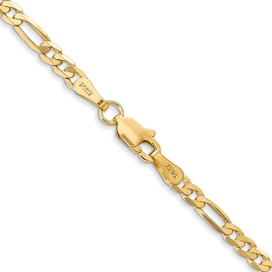 14k Yellow Gold Flat Figaro Chain - 3.00 mm