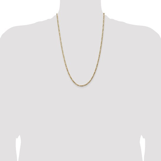14k Yellow Gold Flat Figaro Chain - 3.00 mm