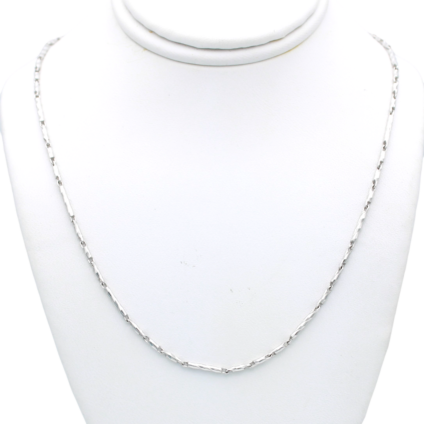 14k White Barrel Link Chain - 1.45 mm