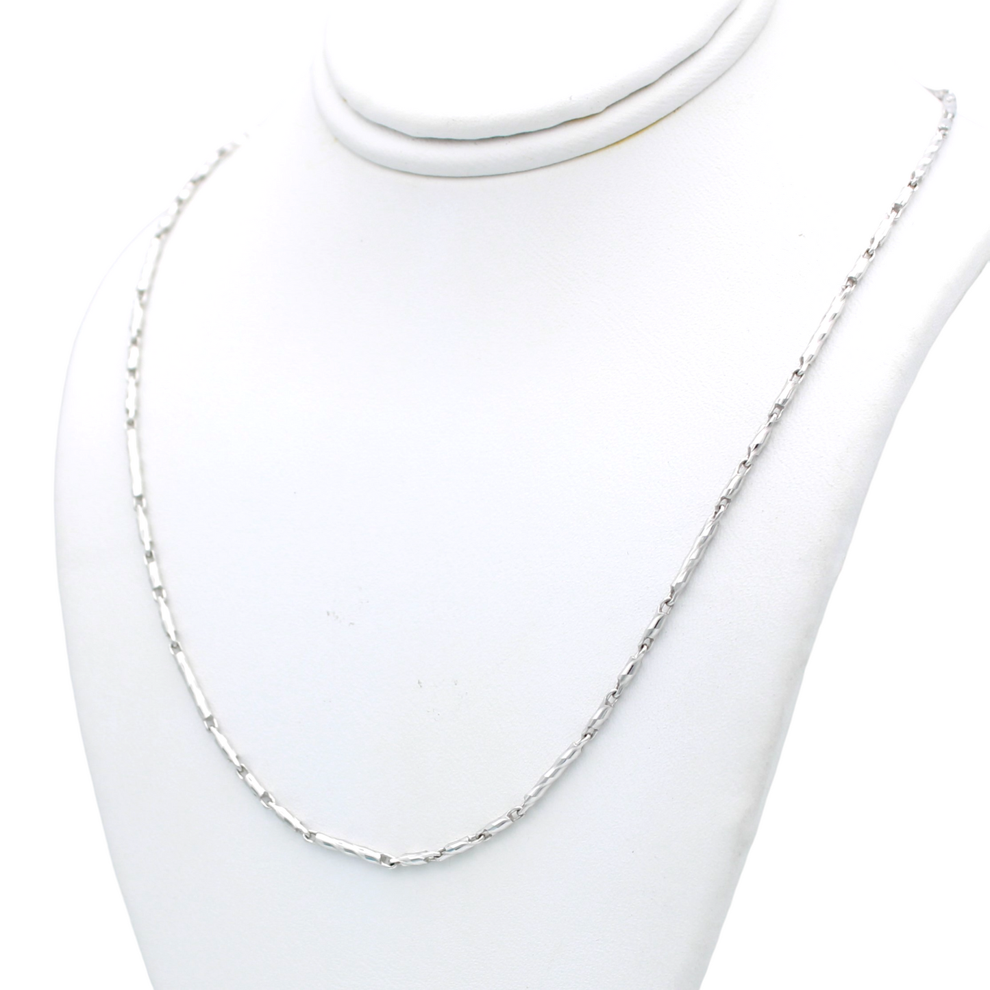 14k White Barrel Link Chain - 1.45 mm