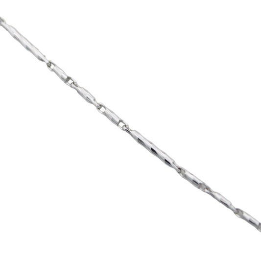 14k White Barrel Link Chain - 1.45 mm