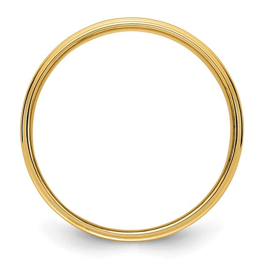 14k Flat Step Down Edge Wedding Bands - 6.00 mm
