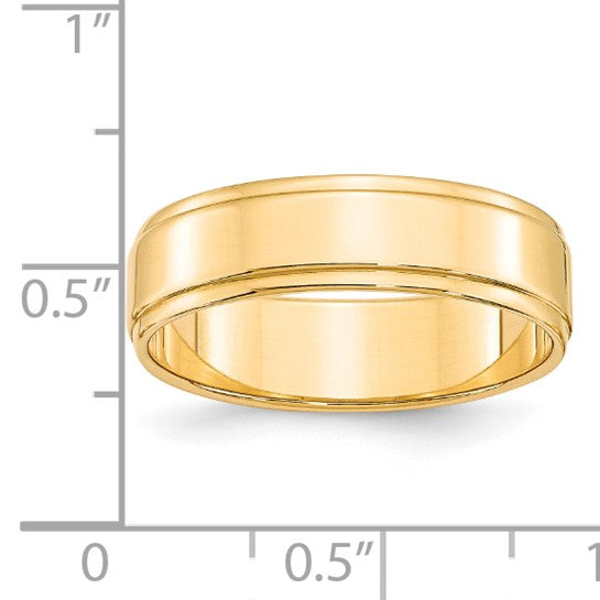 14k Flat Step Down Edge Wedding Bands - 6.00 mm