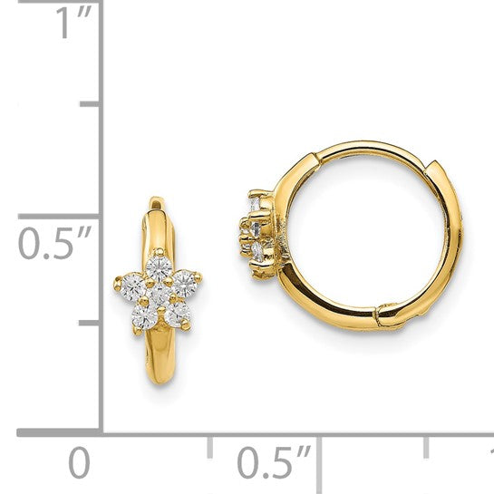 14k CZ Flower Children's Huggie Earrings