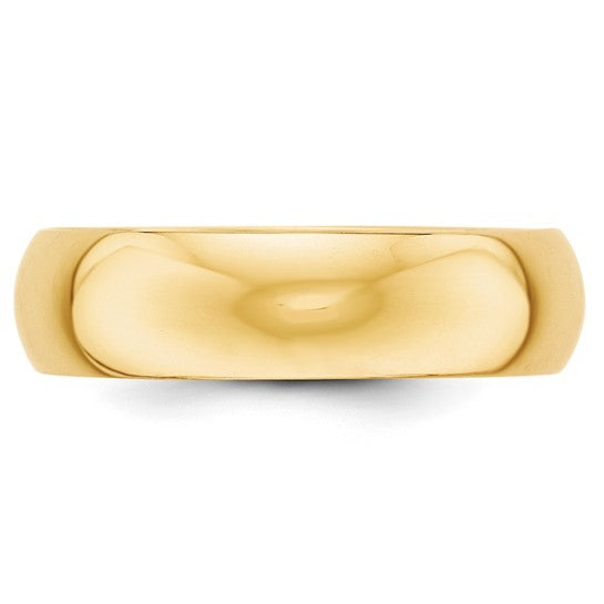 14k Half Round Standard Wedding Bands - 6.00 mm