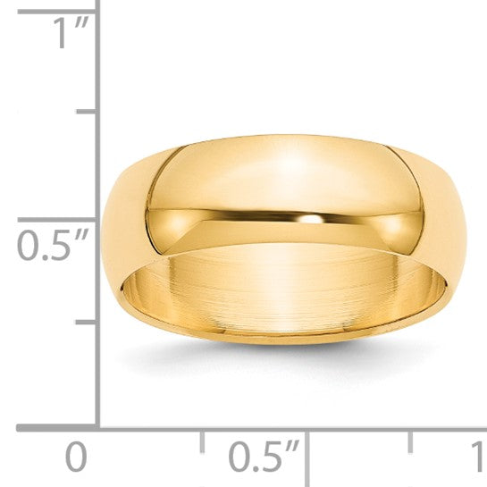 14k Half Round Standard Wedding Bands - 7.00 mm