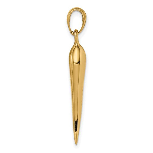 14k SOLID Italian Horn Pendant 30 mm