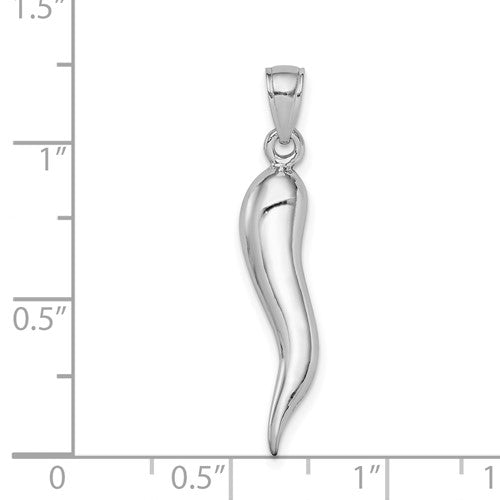 14k SOLID Italian Horn Pendant 30 mm