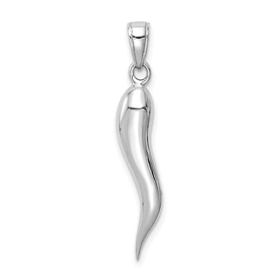 14k SOLID Italian Horn Pendant 30 mm