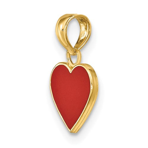 14k Yellow Gold Enameled Heart Charm