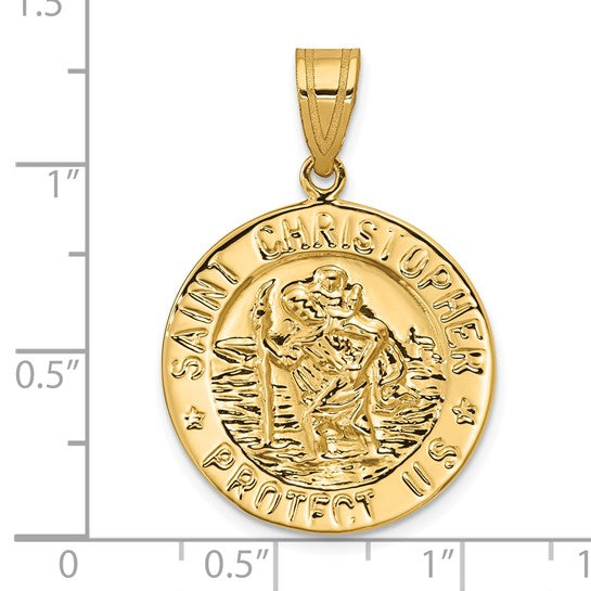 St. Christopher Medallion 14k Yellow Gold - 28 mm