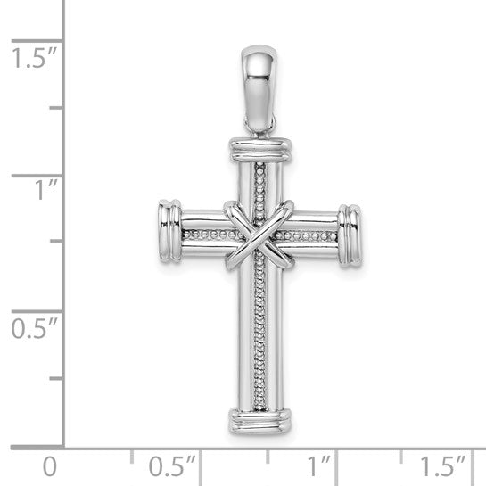 14k White Gold 'X' Cross Charm Pendant