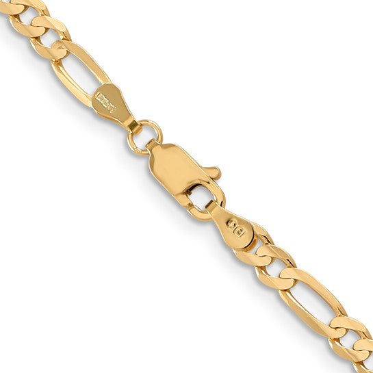 14k Yellow Gold Concave Open Figaro Chain - 4.00 mm