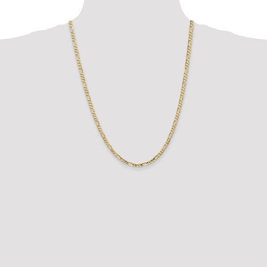 14k Yellow Gold Concave Open Figaro Chain - 4.00 mm