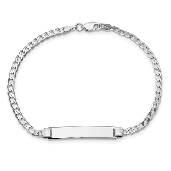 14k White Cuban Link ID Bracelet