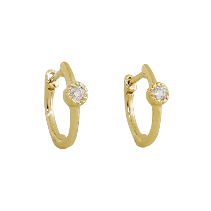 14k Diamond Solitaire Huggie Earrings - 0.07ct TDW