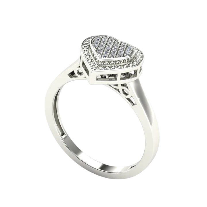 14k Micro Pave Diamond Heart Rings
