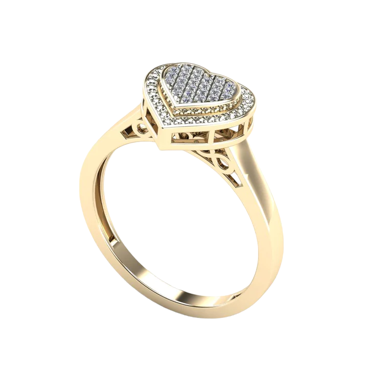 14k Micro Pave Diamond Heart Rings