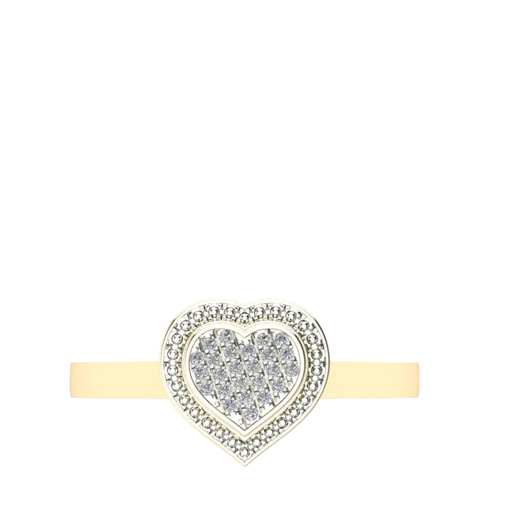 14k Micro Pave Diamond Heart Rings