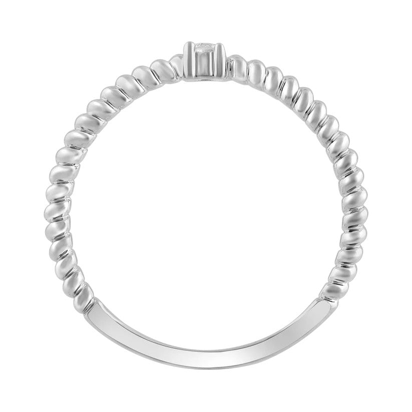 14k Stackable Beaded Diamond Solitaire Ring - 0.06ct