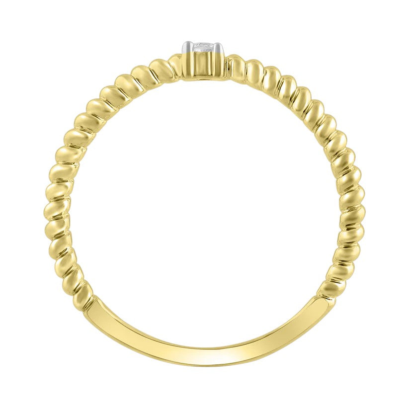 14k Stackable Beaded Diamond Solitaire Ring - 0.06ct