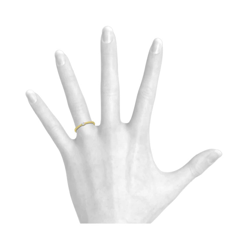 14k Stackable Beaded Diamond Solitaire Ring - 0.06ct