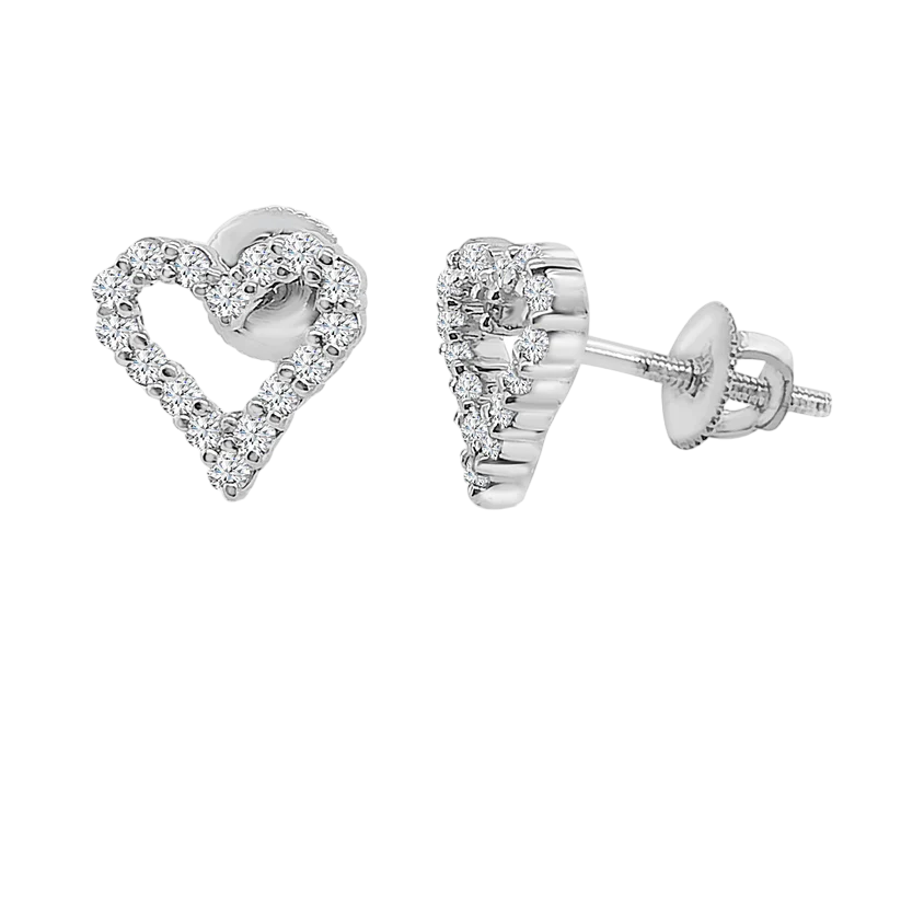 14k Gold Diamond Heart Stud Earrings - 0.22ct TDW