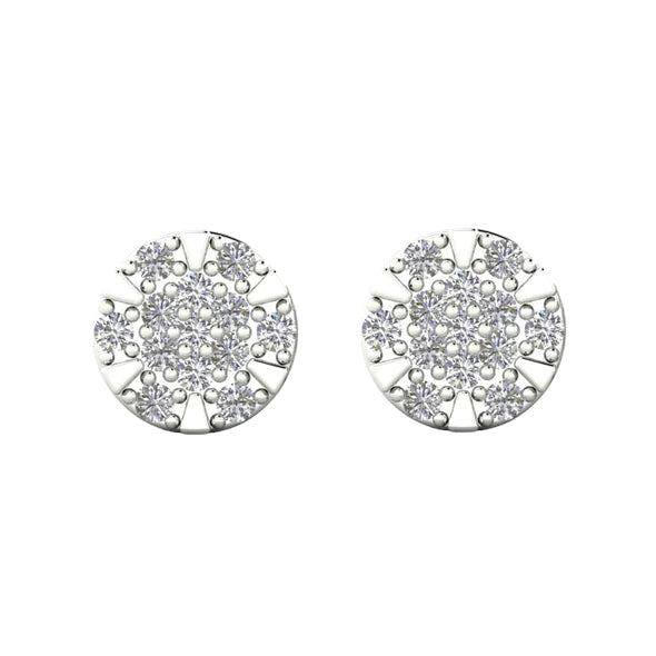 14k Micro Pave Cluster Diamond Stud Earrings - 0.80ct TDW