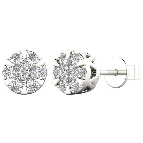 14k Micro Pave Cluster Diamond Stud Earrings - 0.80ct TDW