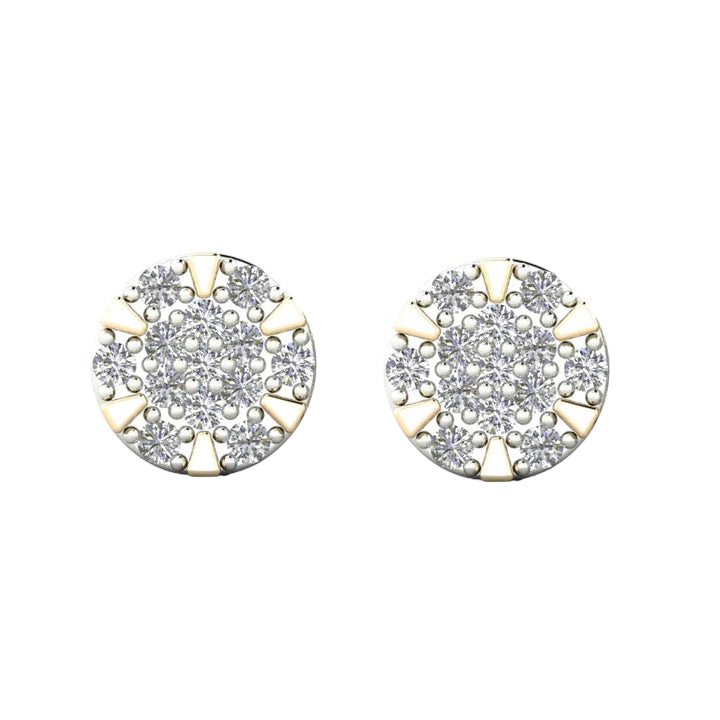 14k Micro Pave Cluster Diamond Stud Earrings - 0.80ct TDW