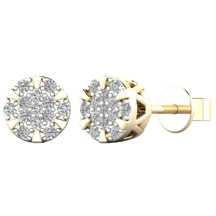 14k Micro Pave Cluster Diamond Stud Earrings - 0.80ct TDW