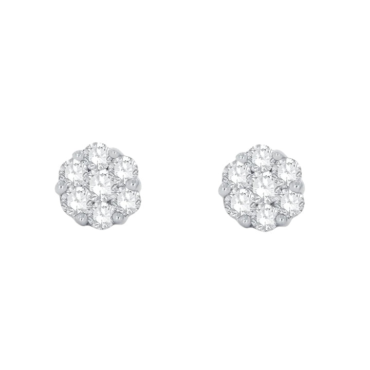 14k Cluster Diamond Stud Earrings - 0.50ct TDW