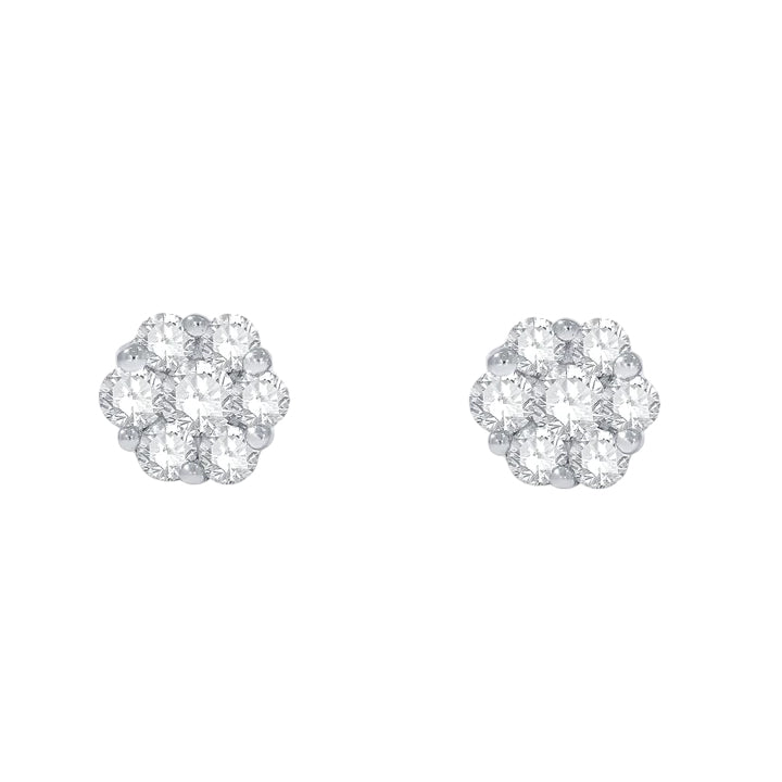 14k Cluster Diamond Stud Earrings - 0.74ct TDW