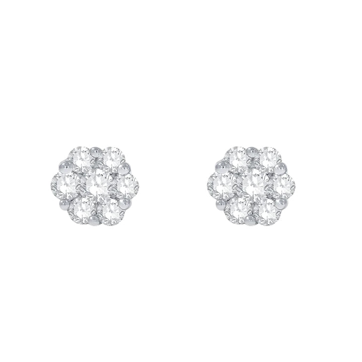 14k Cluster Diamond Stud Earrings - 0.74ct TDW