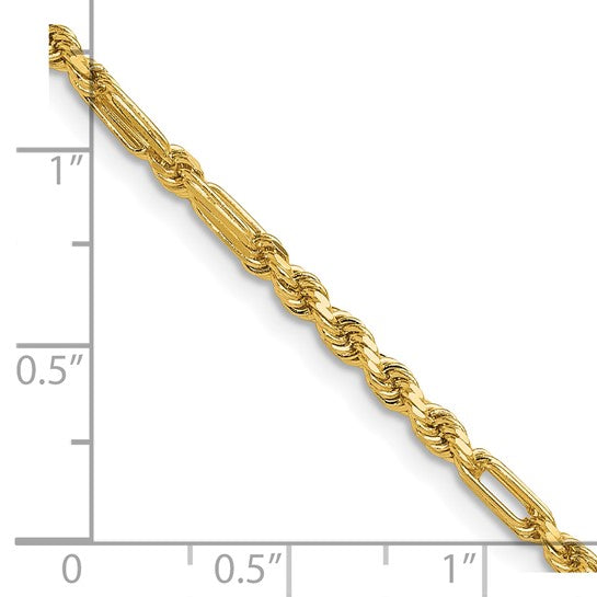 14k D/C Milano Rope Bracelet - 2.75mm