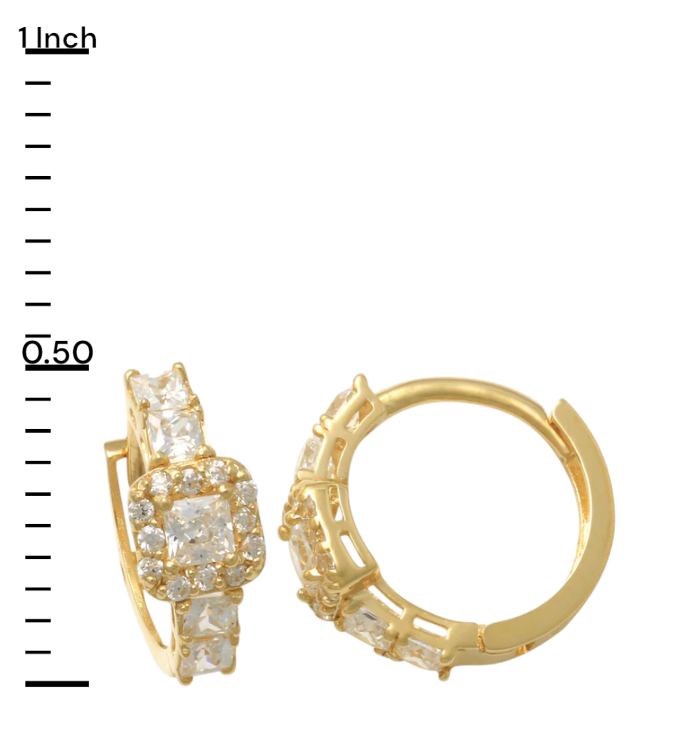14k Halo Princess Children's Huggie Earrings