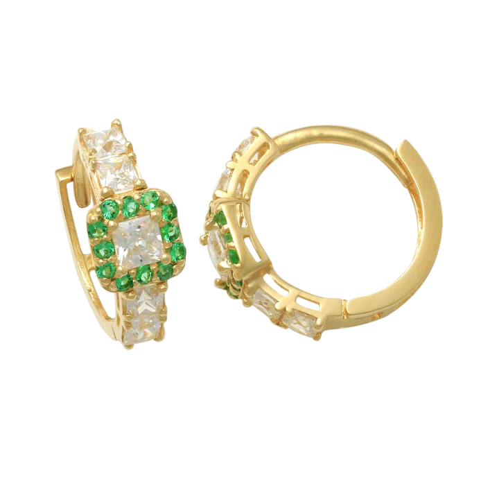 14k Halo Princess Children's Huggie Earrings