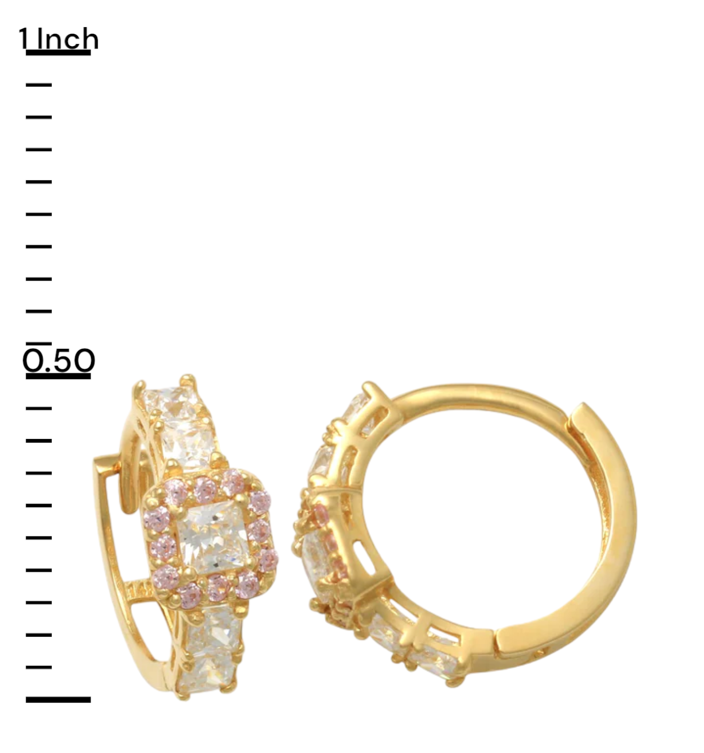 14k Halo Princess Children's Huggie Earrings