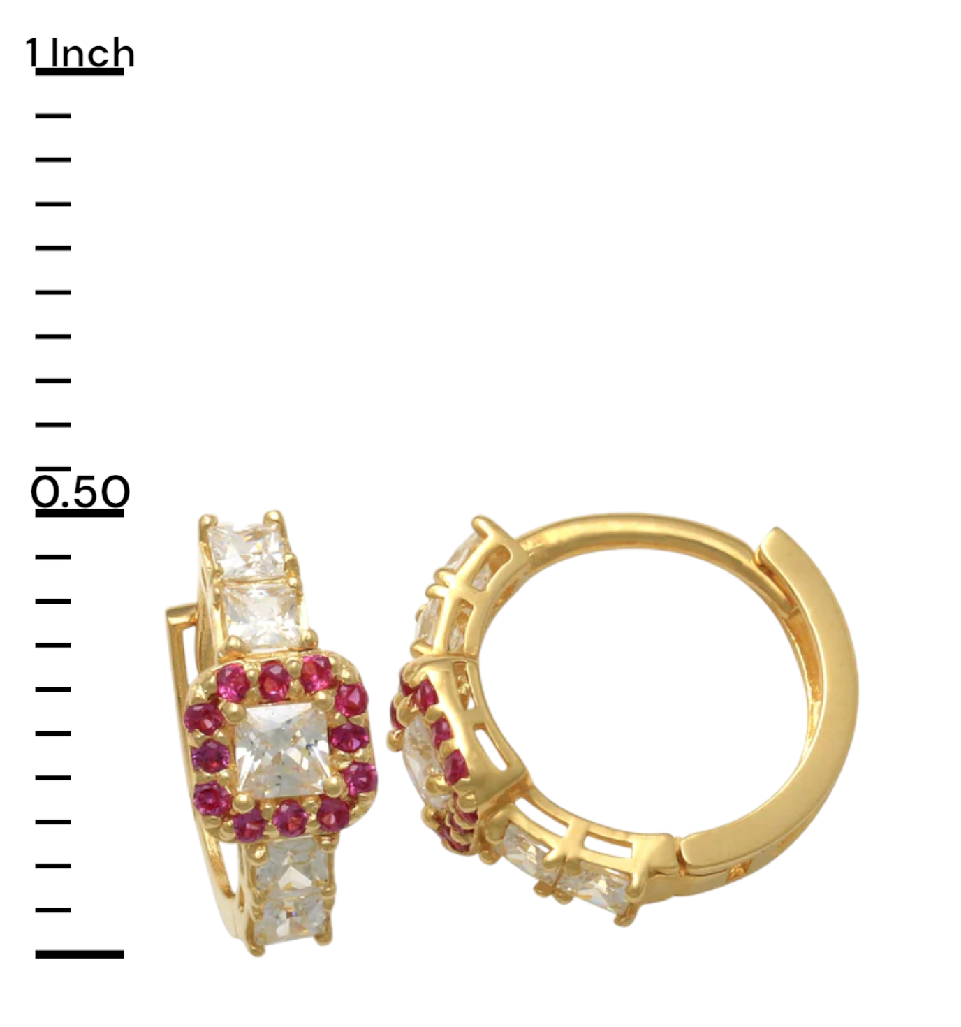 14k Halo Princess Children's Huggie Earrings