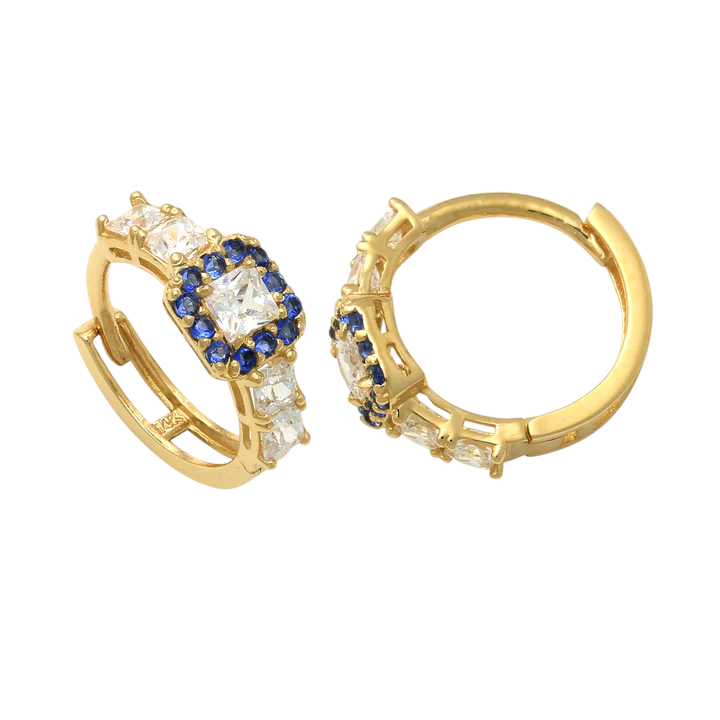 14k Halo Princess Children's Huggie Earrings