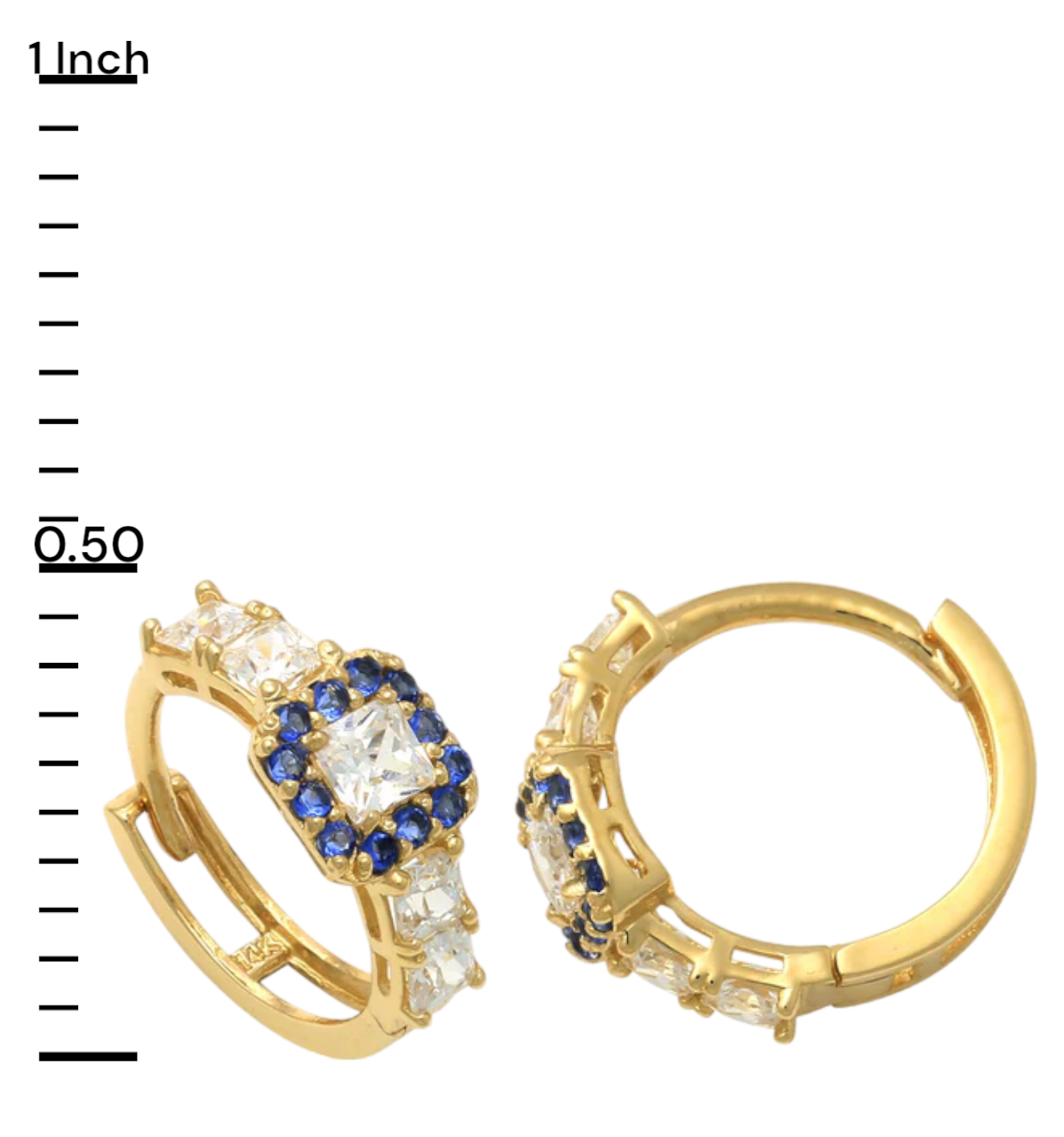 14k Halo Princess Children's Huggie Earrings