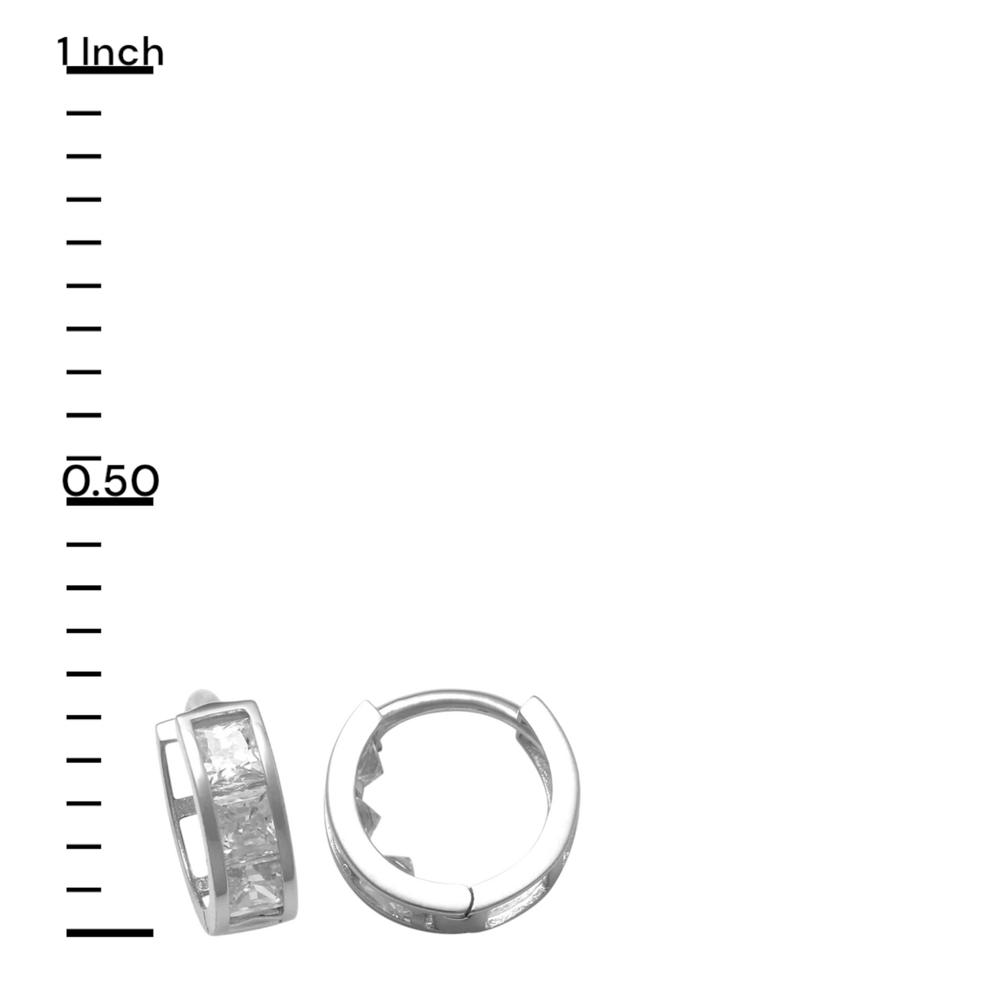14k CZ Princess Children's Huggie Earrings