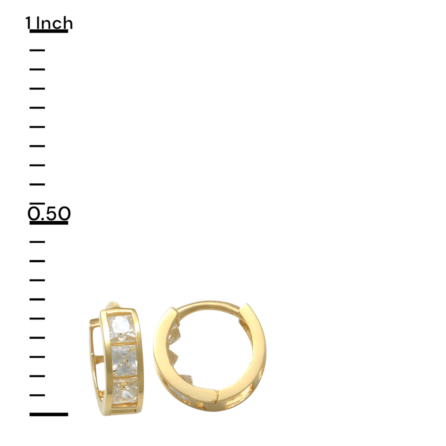 14k CZ Princess Children's Huggie Earrings