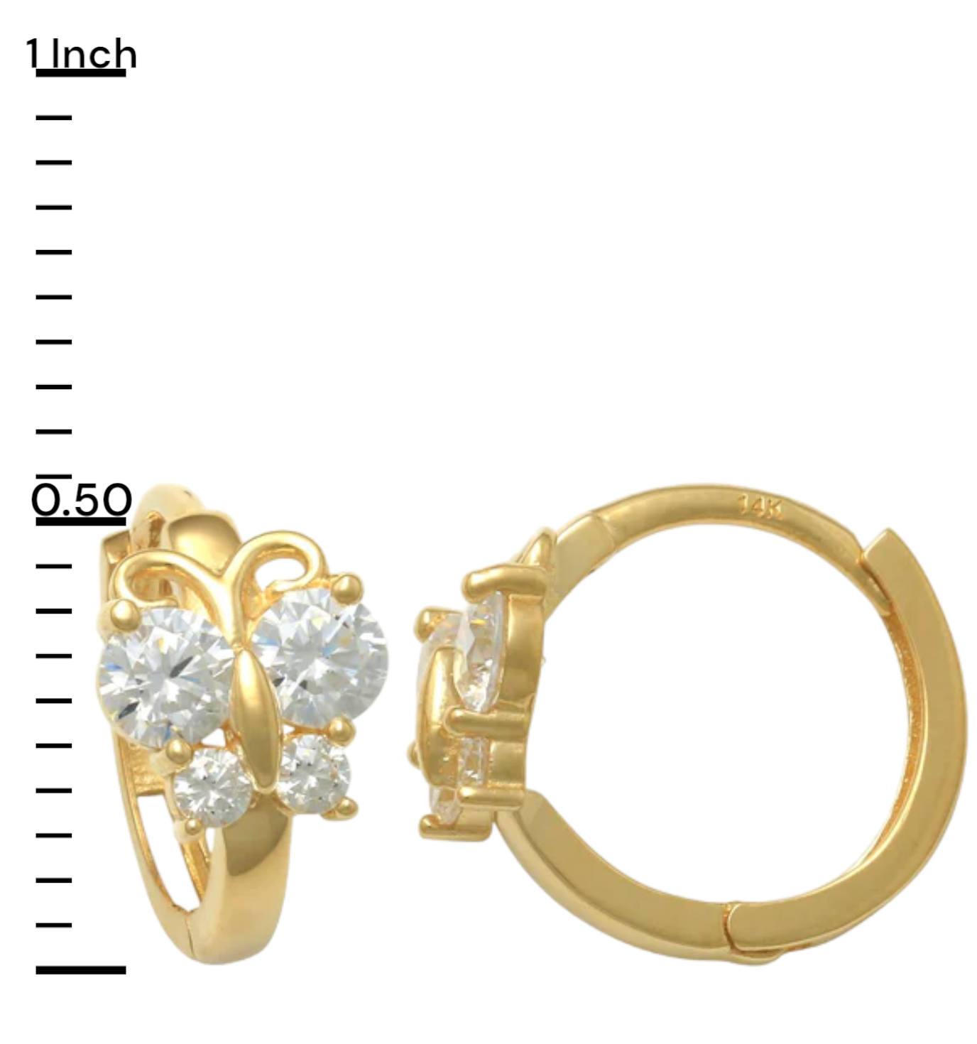 14k CZ Butterfly Children's Huggie Earrings