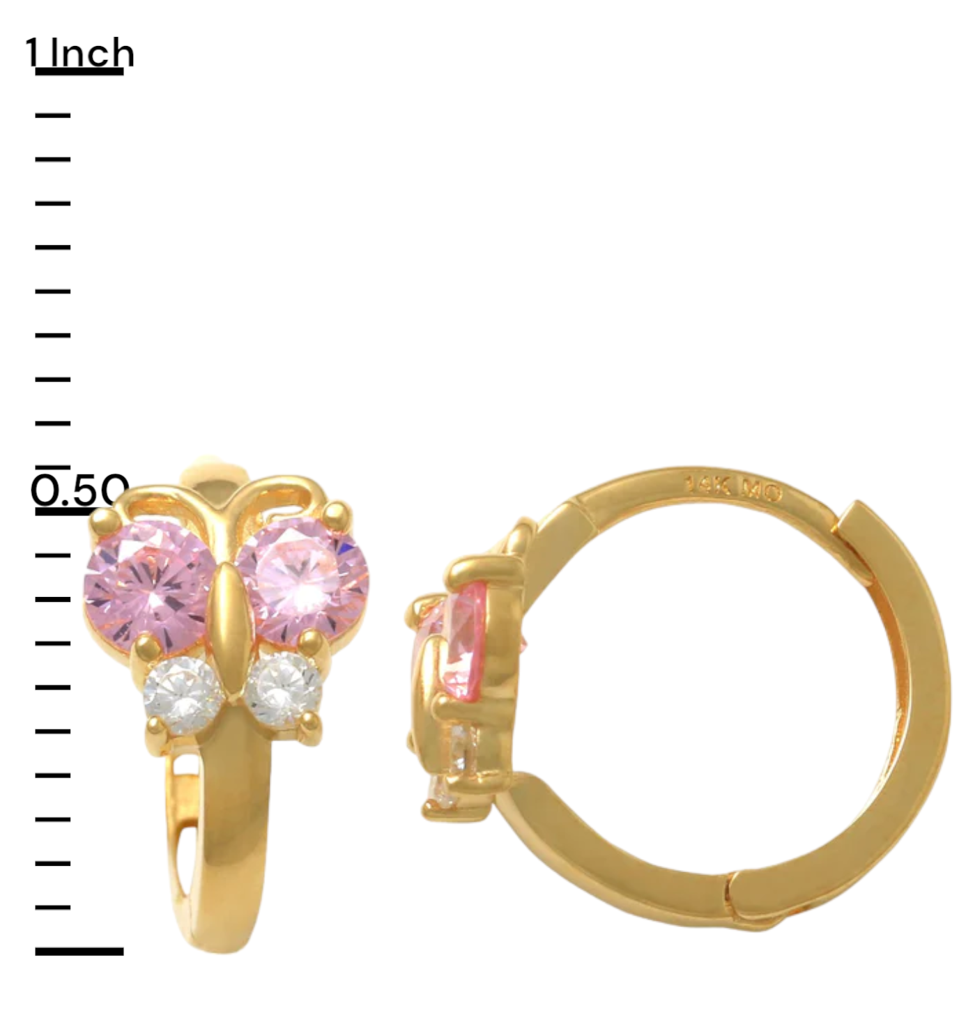 14k CZ Butterfly Children's Huggie Earrings