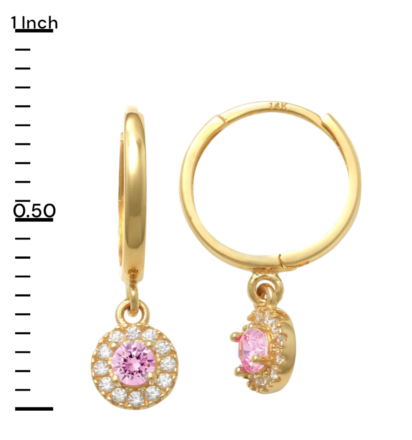 14k Dangling Halo Children's Huggie Earrings